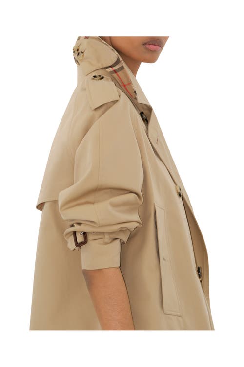Burberry Cropped Gabardine Trench Jacket In Brown