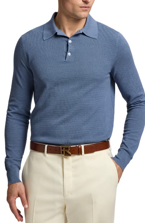 Long Sleeve Mulberry Silk & Cotton Polo Sweater