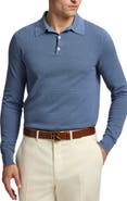 Ralph Lauren Purple Label Long Sleeve Mulberry Silk & Cotton Polo Sweater