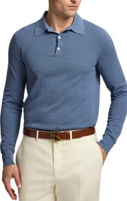Ralph Lauren Purple Label Long Sleeve Mulberry Silk & Cotton Polo Sweater