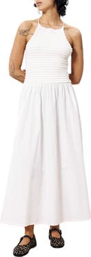 FRNCH Isilda Mixed Media Halter Neck Cotton Dress