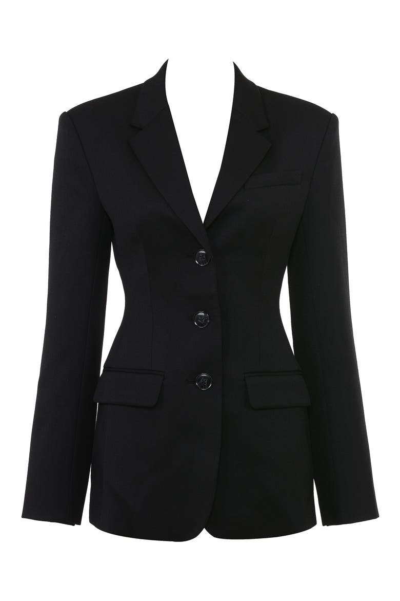 Luella Hourglass Crepe Jacket, Alternate, color, BLACK