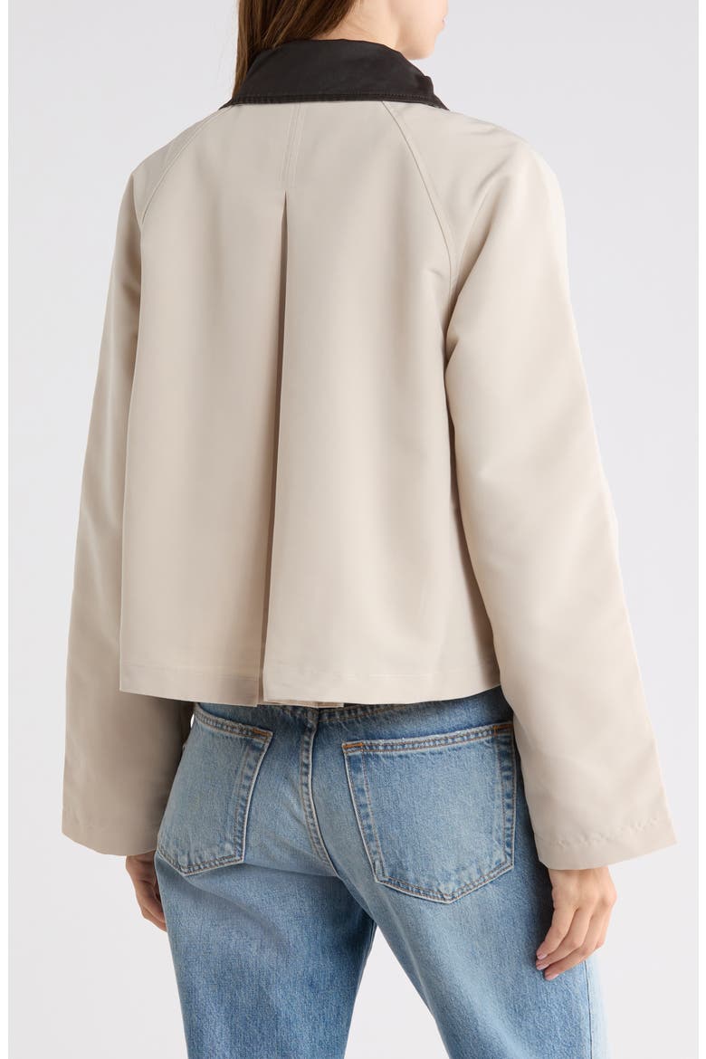 Faux Leather Collar Oilcloth Jacket, Alternate, color, OATMEAL