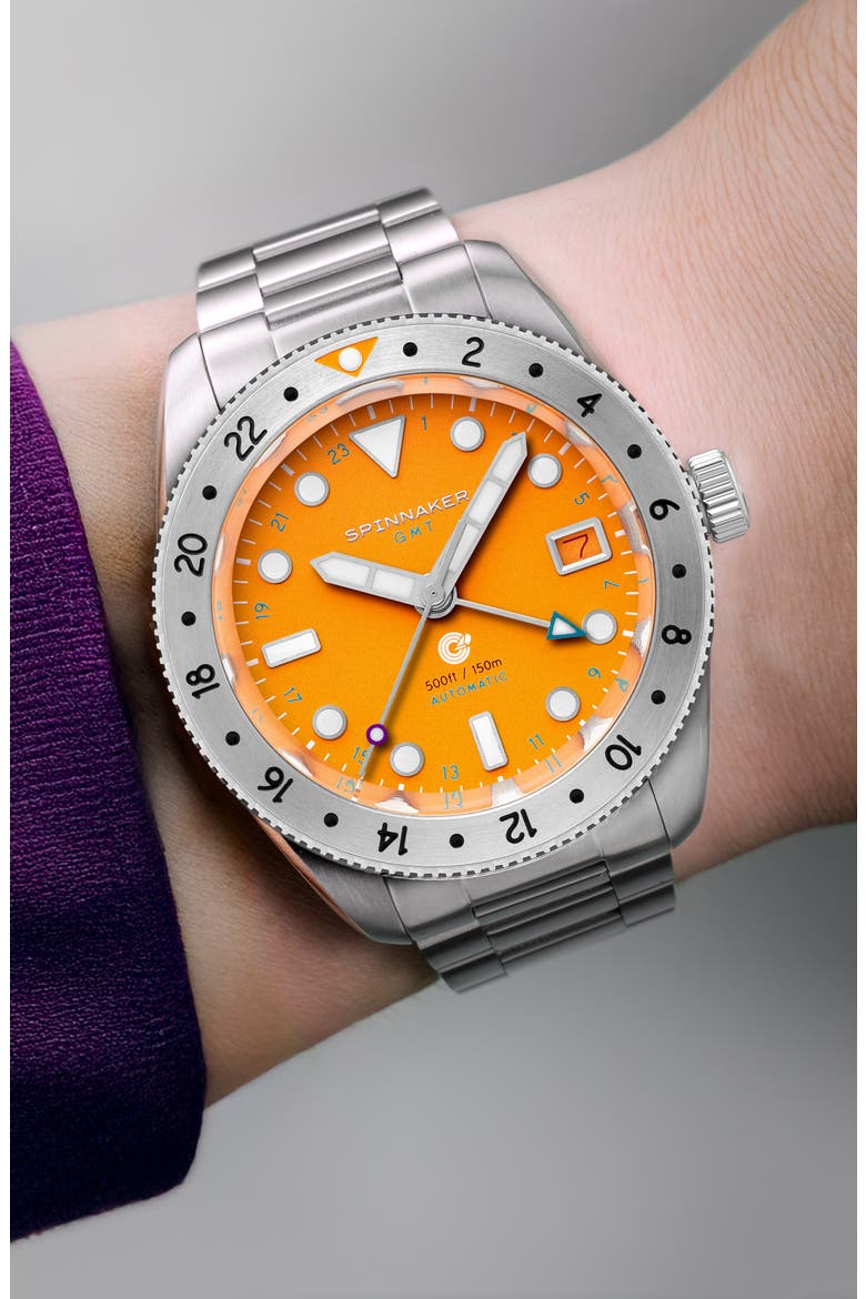 Croft GMT Automatic Bracelet & Rubber Strap Watch, 39mm, Alternate, color, YELLOW