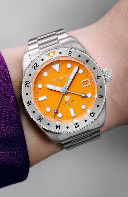Spinnaker Croft Gmt Automatic Bracelet & Rubber Strap Watch, 39mm In Orange