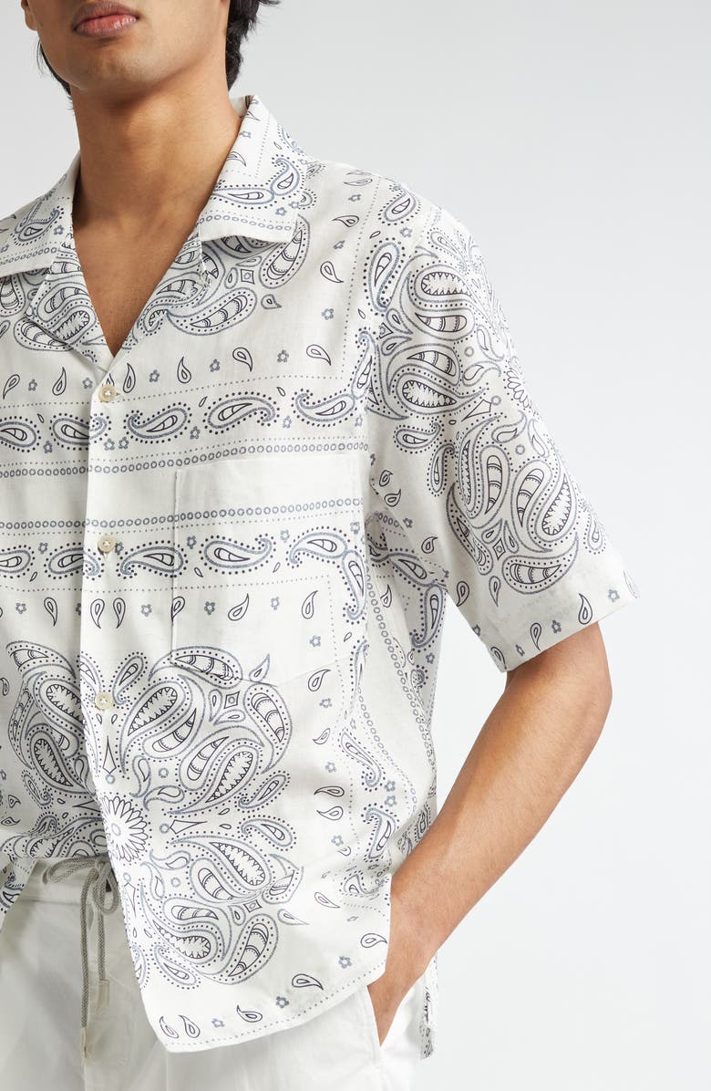 Eleventy Bandana Print Linen & Cotton Camp Shirt, Alternate, color, 