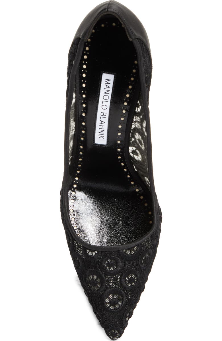 Manolo Blahnik BB Lace Pointed Toe Pump, Alternate, color, Yoth 9957/Blck 0015