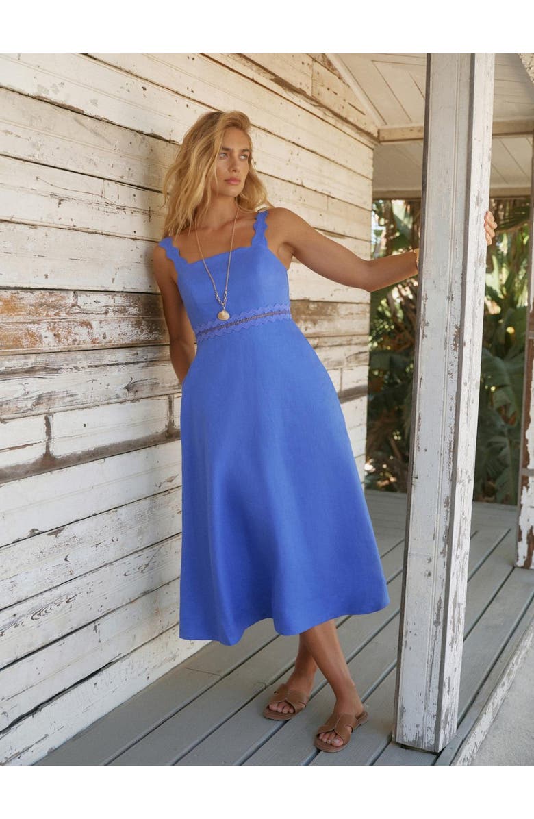 MINT VELVET Linen Midi Dress, Alternate, color, Blue