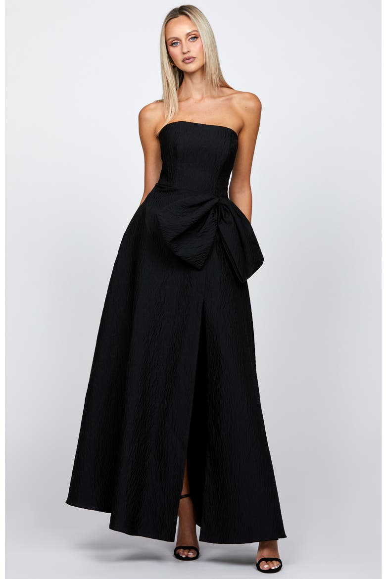 Zuzanna Strapless Bow Maxi, Alternate, color, BLACK