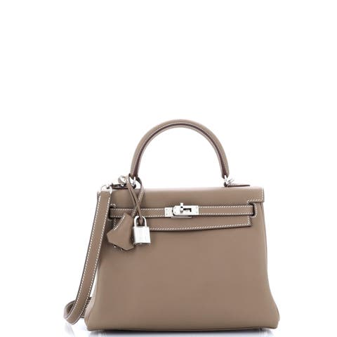 Kelly Handbag Grey Swift with Palladium Hardware 25