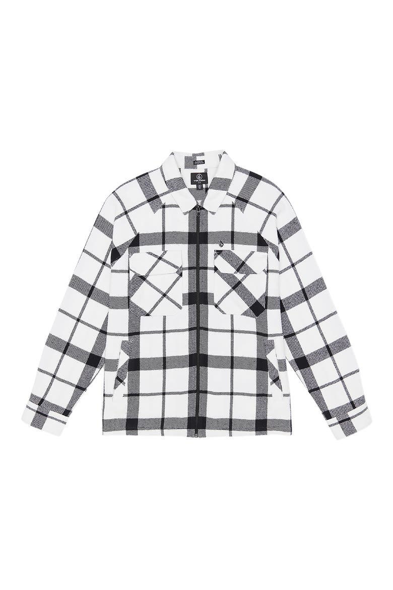 Bartostone Plaid Long Sleeve Flannel Zip Front Shirt, Alternate, color, WHITE