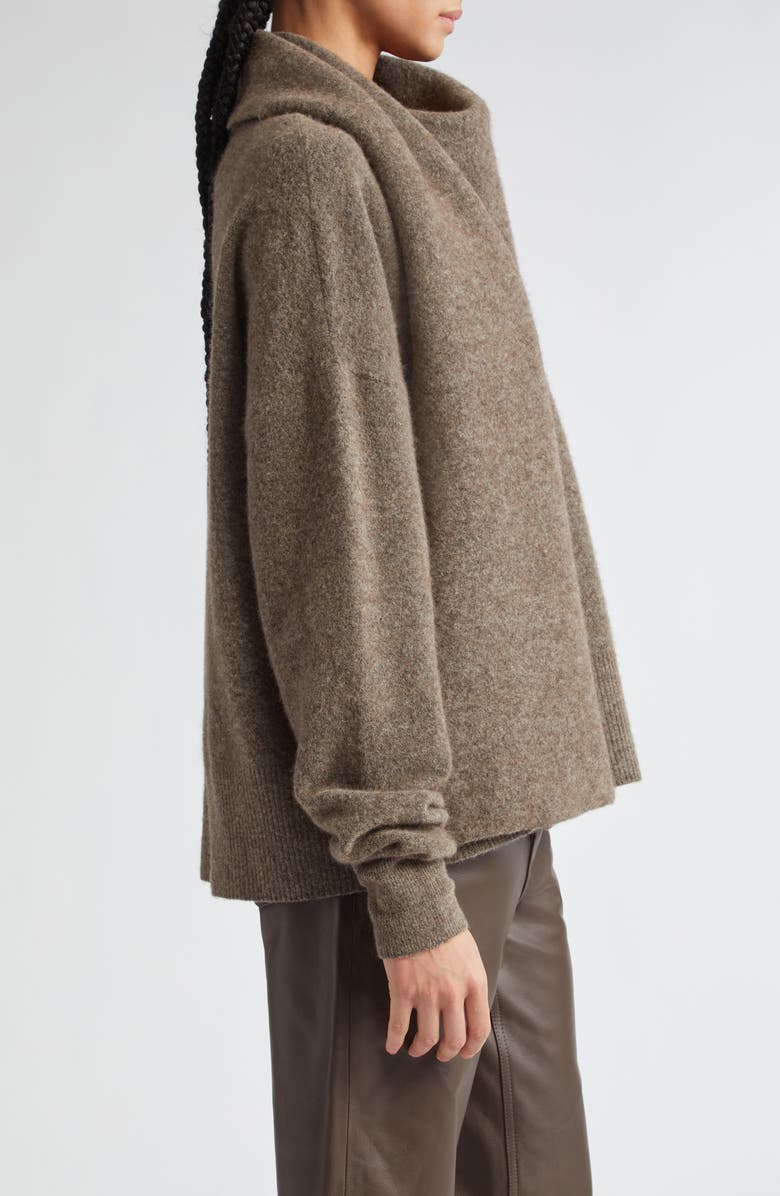 TOTEME Draped Scarf Funnel Neck Sweater, Alternate, color, 