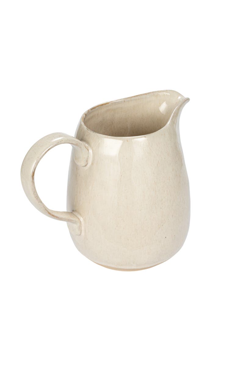 Storied Home Stoneware Pitcher with Reactive Glaze and Speckles, Cream, Main, color, Cream