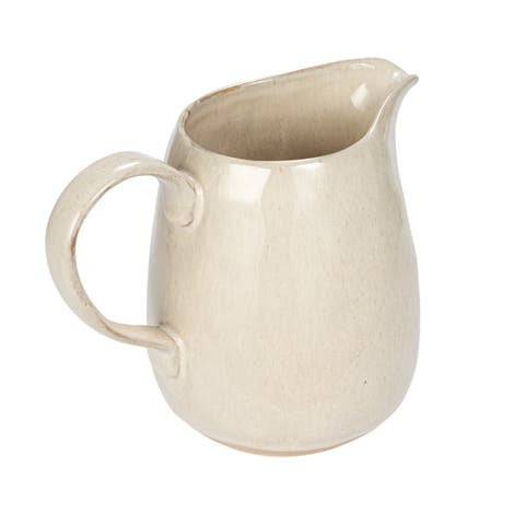 Stoneware Pitcher with Reactive Glaze and Speckles, Cream