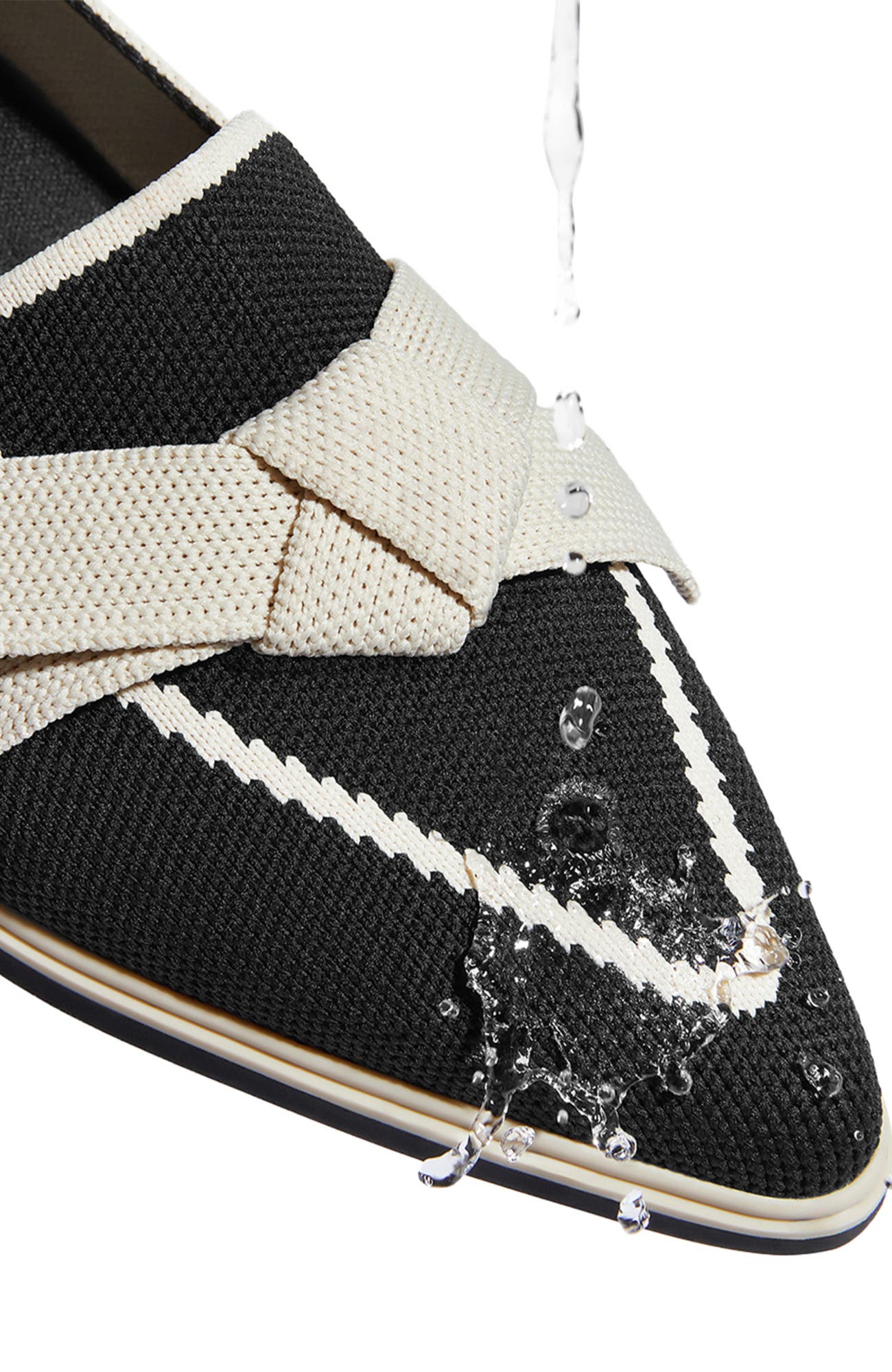 VIVAIA Water-Repellent Pointed-Toe Bow Loafers, Alternate, color, Black  Ivory