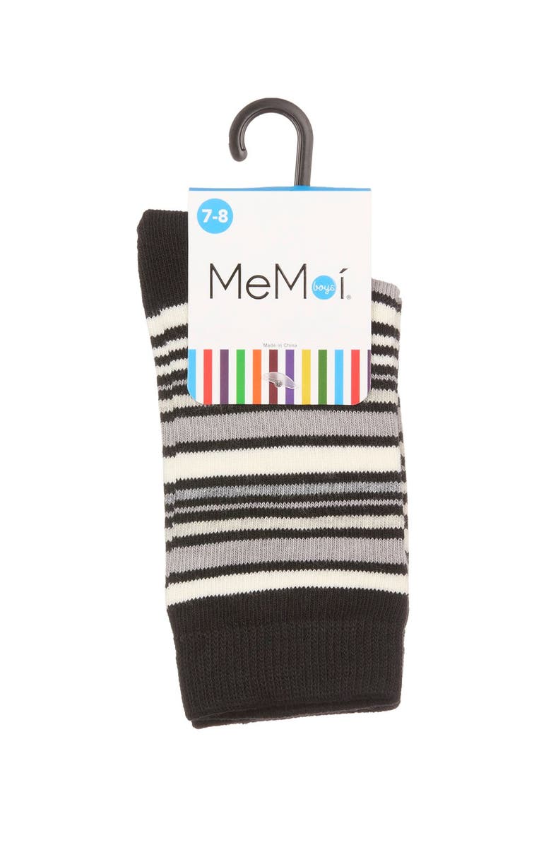 MeMoi Multi-Stripe Gauge Crew Sock, Alternate, color, Black