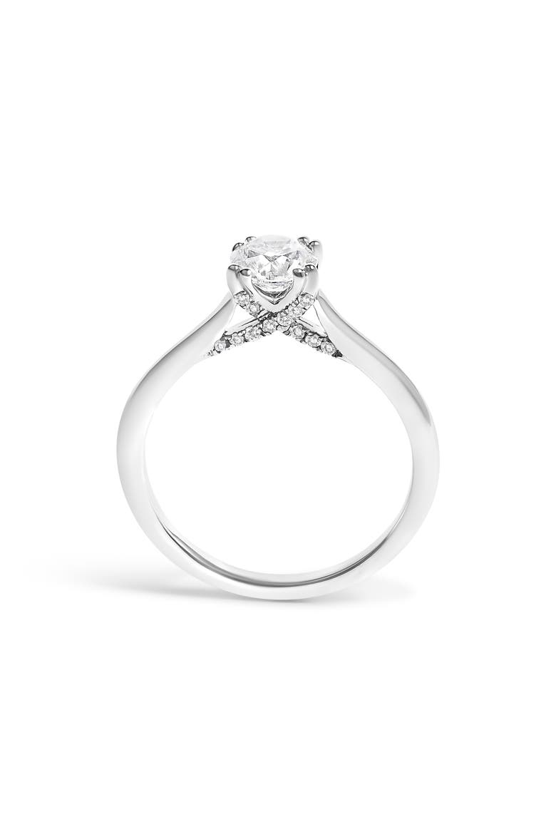 14K White Gold 7/8 Cttw Lab Grown Diamond Solitaire Cathedral Style Engagement Ring, Alternate, color, White