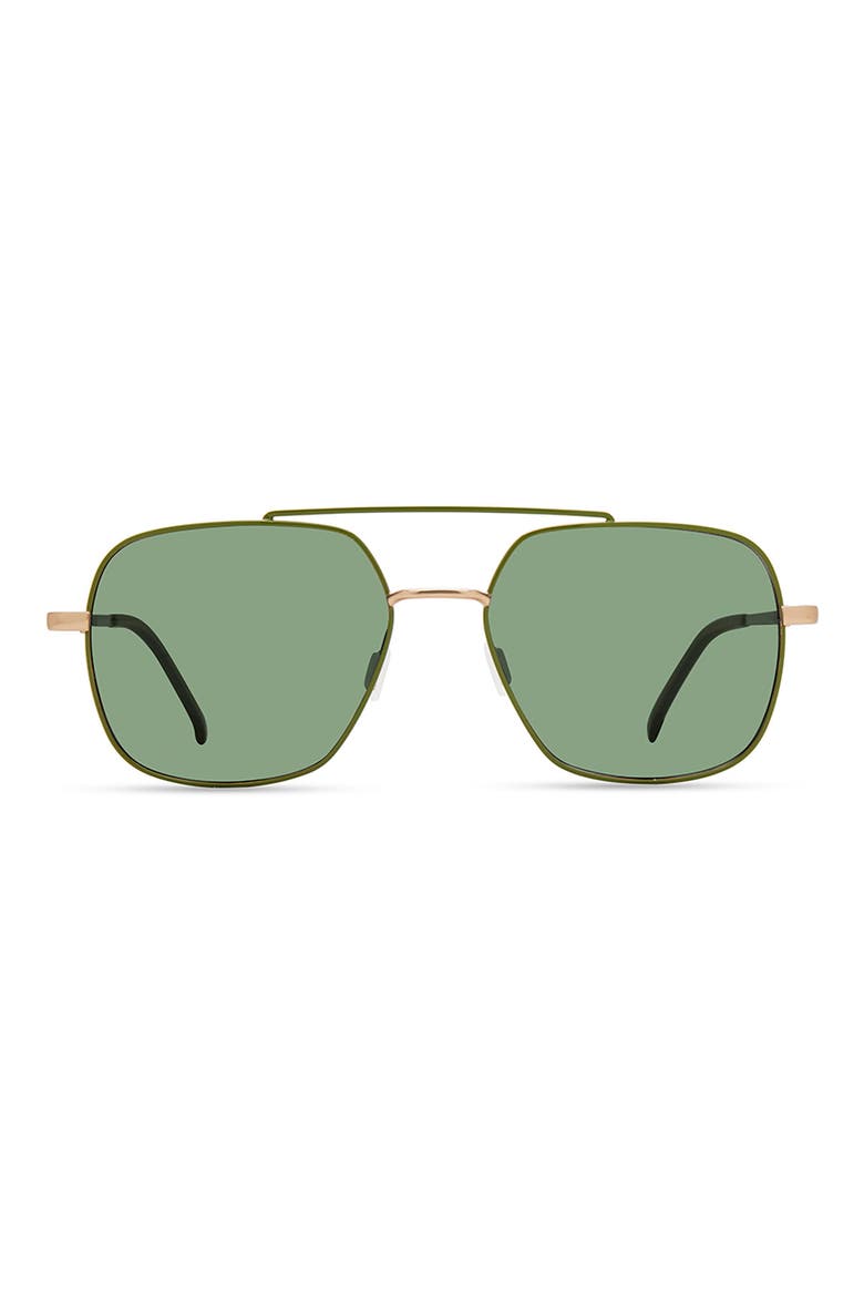 Trinidad 56mm Polarized Aviator Sunglasses, Main, color, GREEN GOLD