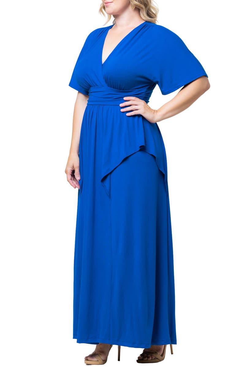 Kiyonna Indie V-Neck Fit & Flare Dress, Alternate, color, Cobalt Blue