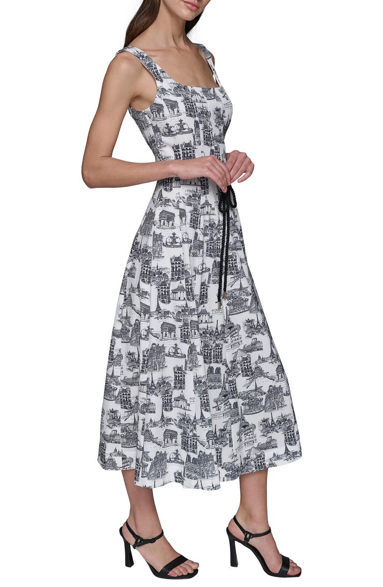 KARL LAGERFELD Landmark Print Sleeveless Dress, Alternate, color, Soft White Black Combo