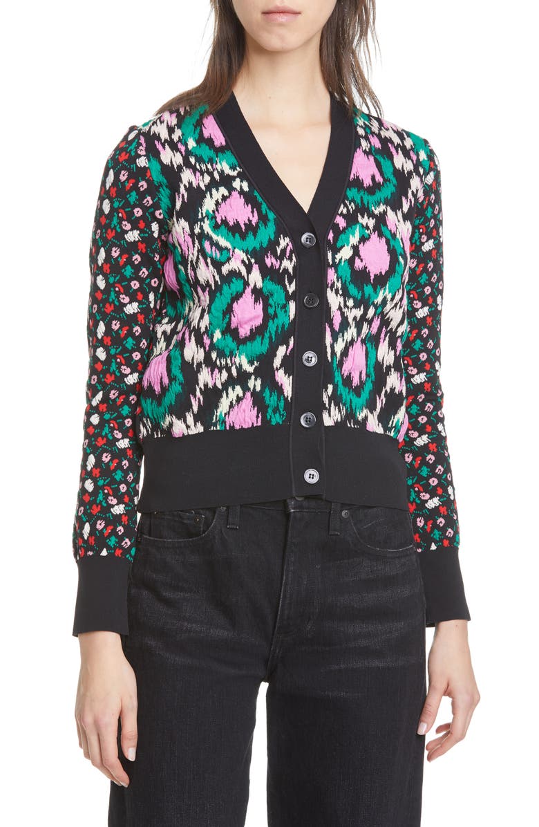 Marni Mixed Floral Jacquard Cardigan, Main, color,