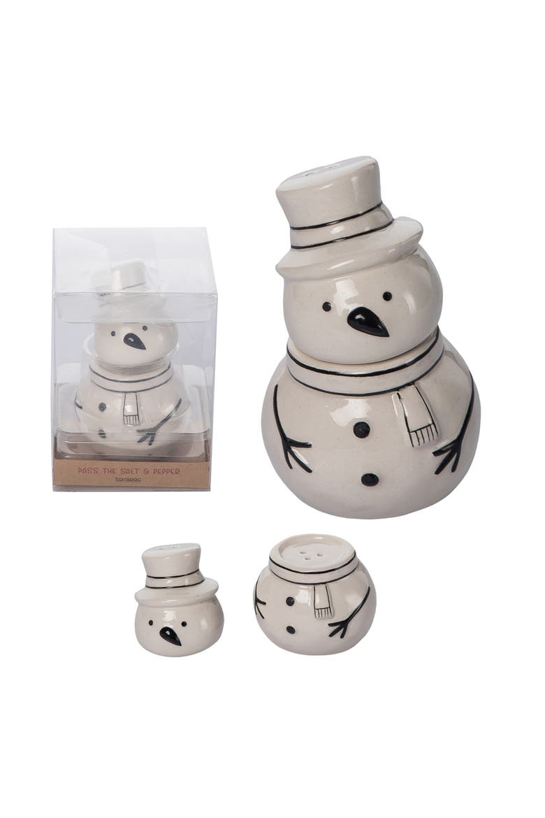 Stacked Snowman Salt and Pepper Shaker Set, Main, color, Black