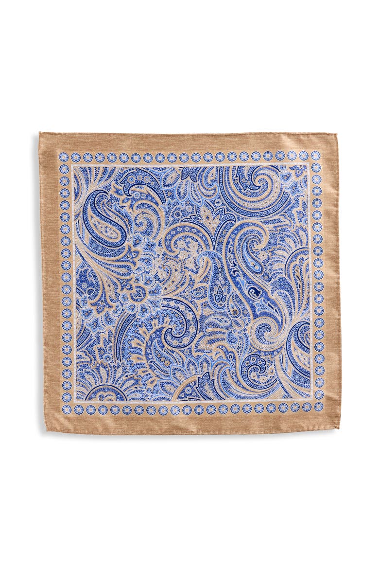 Big & Tall Tonal Paisley Pocket Square, Alternate, color, TAUPE