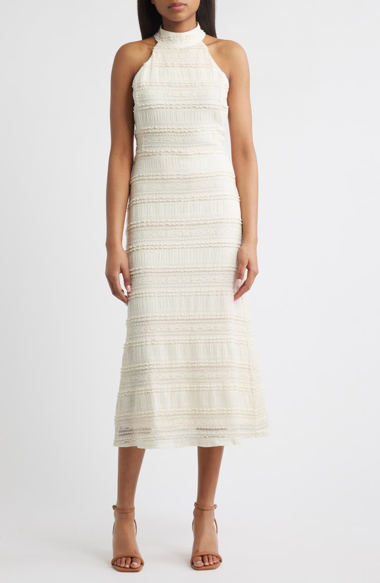 Anne Klein Lace Shirred Sleeveless Midi Dress, Main, color, 