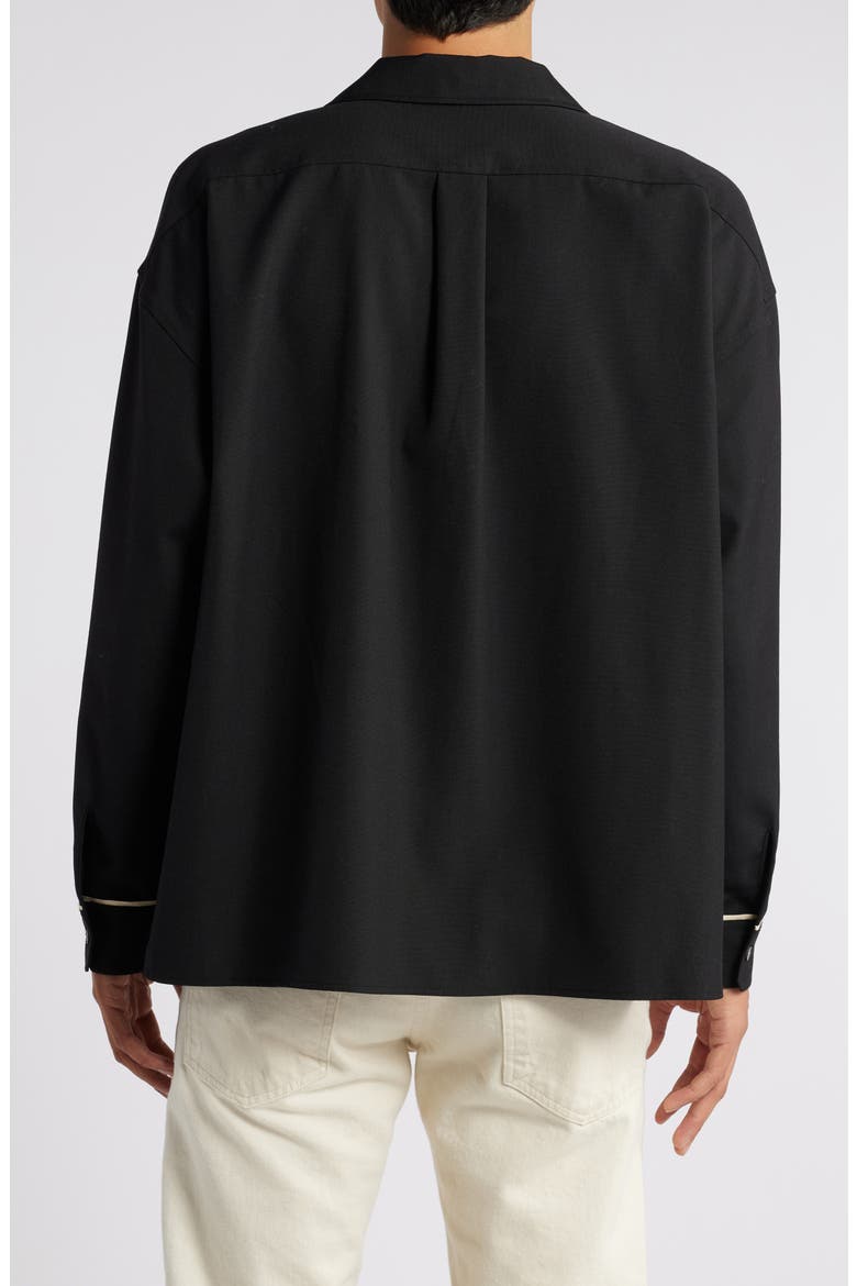 Long Sleeve Camp Shirt, Alternate, color, BLACK