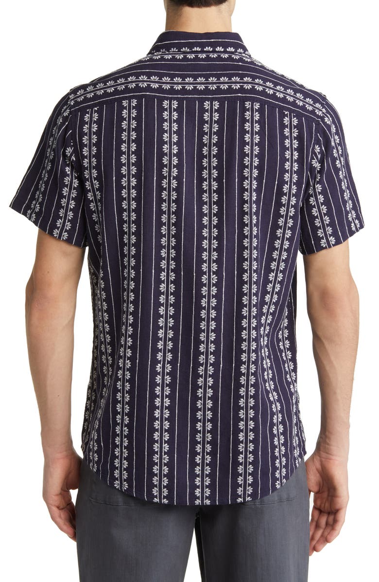 Treasure & Bond Embroidered Stripe Short Sleeve Button-Down Shirt, Alternate, color, 