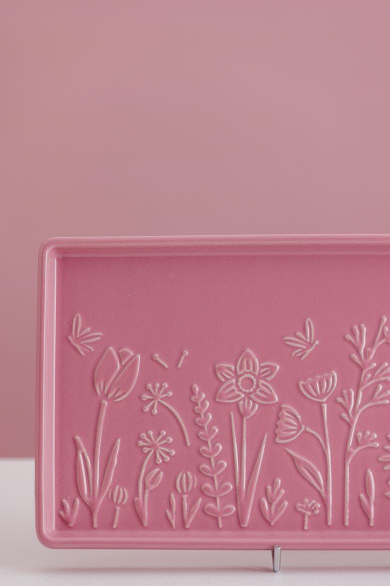 In The Meadow Rectangle Platter, 12-Inch, Alternate, color, Pink