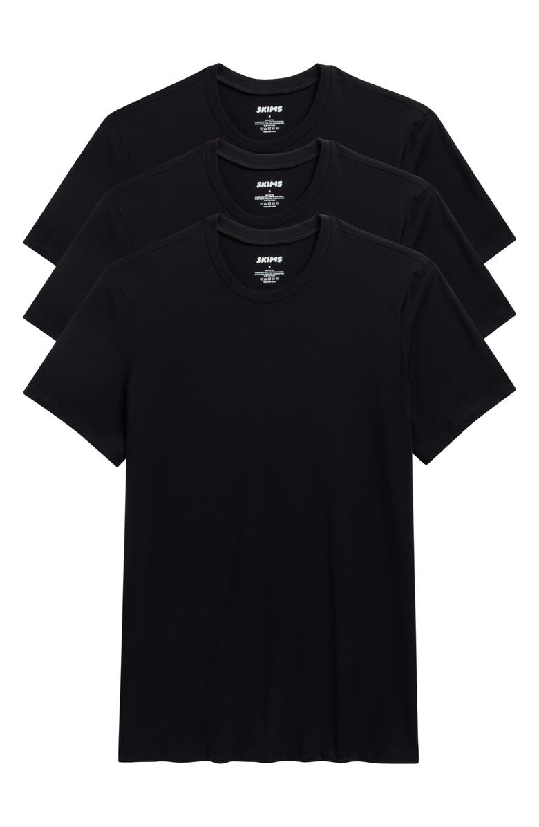 SKIMS 3-Pack Lightweight Cotton T-Shirts, Main, color, Obsidian