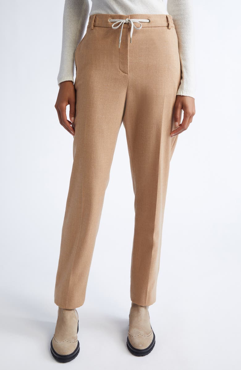 Eleventy Drawstring Waist Virgin Wool Pants, Main, color, 02 Sand