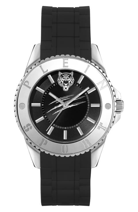 Glam Silicone Strap Watch, 40mm