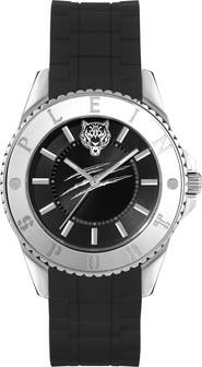 PLEIN SPORT Glam Silicone Strap Watch, 40mm
