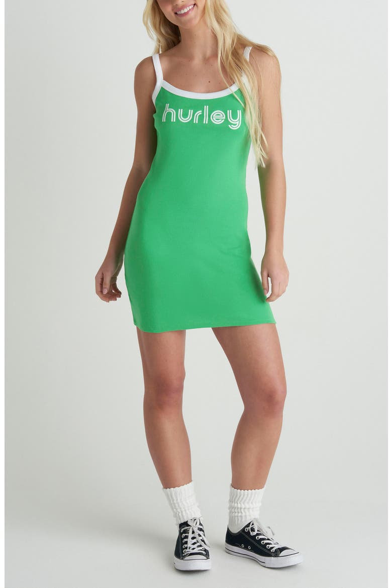 Troppo Logo Cotton Knit Minidress, Main, color, ISLAND GREEN