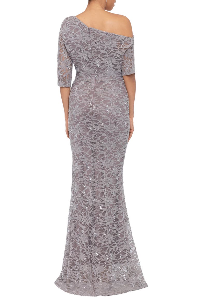 One-Shoulder Sequin Lace Gown, Alternate, color, TAUPE