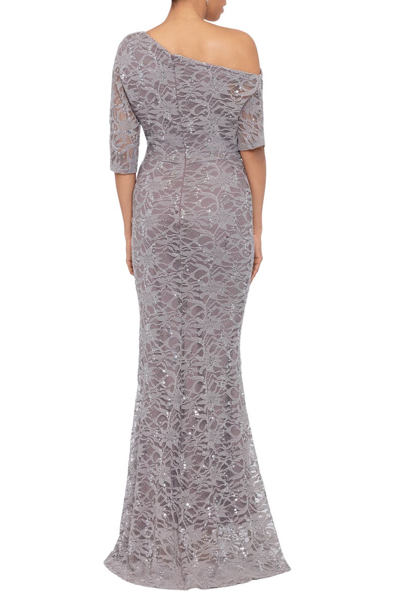 Betsy & Adam One-Shoulder Sequin Lace Gown, Alternate, color, 