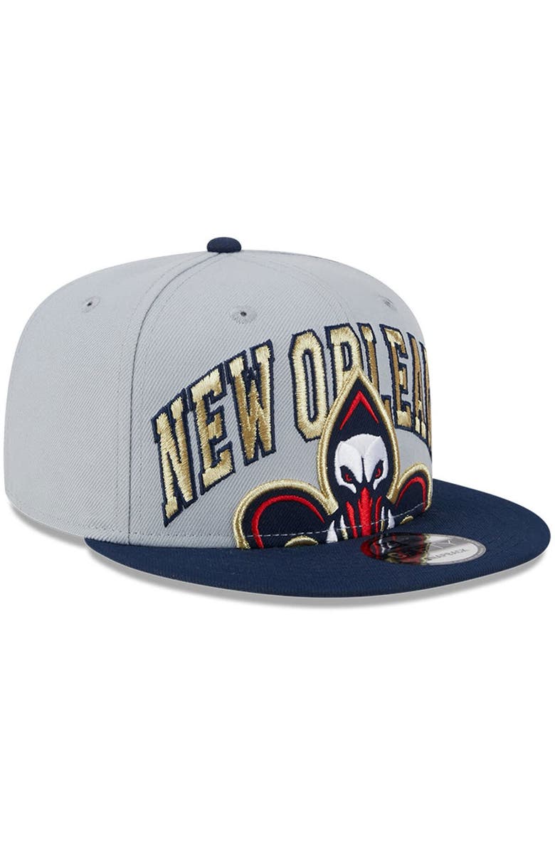 New Era Men's New Era Gray/Navy New Orleans Pelicans Tip-Off Two-Tone 9FIFTY Snapback Hat, Alternate, color, 