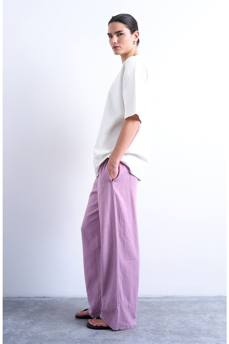 Deep Cuff Linen Blend Pants, Alternate, color, PURPLE