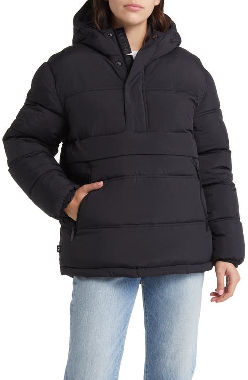 The Very Warm Water Resistant 550 Fill Power Recycled Nylon Pullover Puffer Jacket in Black 