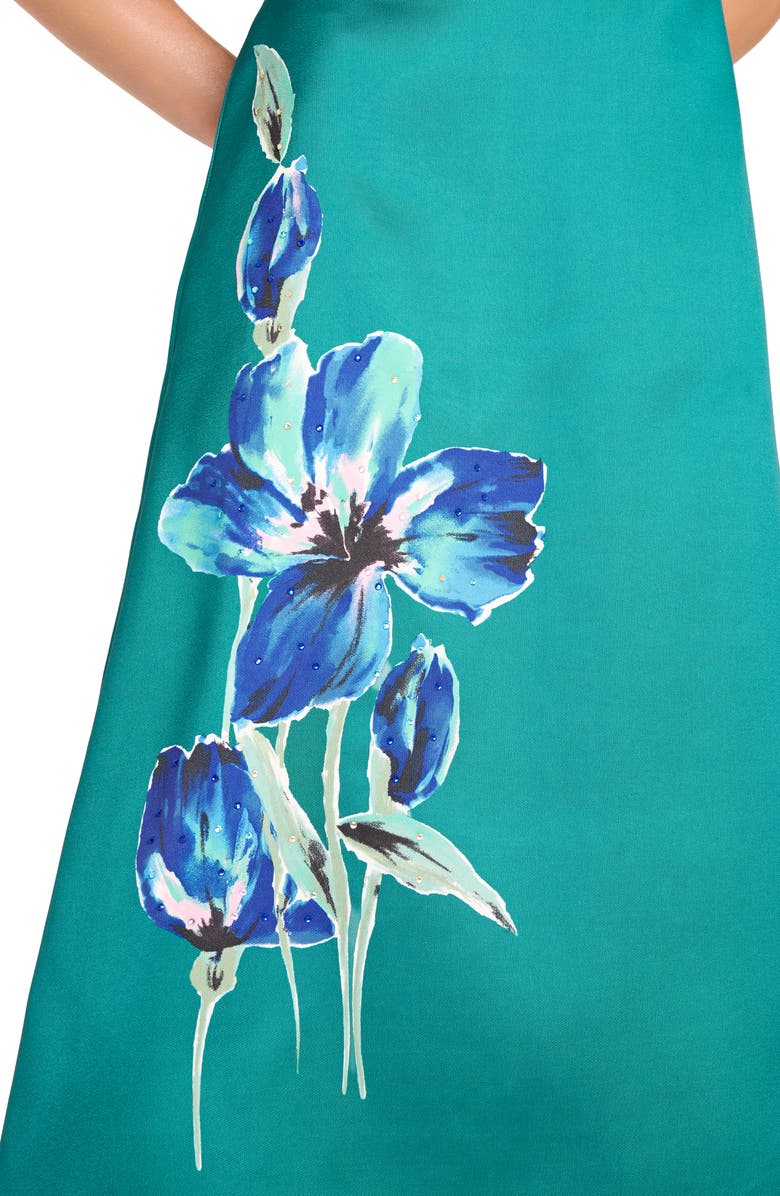 Tahari ASL V-Neck Floral Print Fit & Flare Dress, Alternate, color,