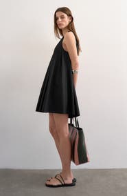 Topshop Pleated Cotton Trapeze Minidress