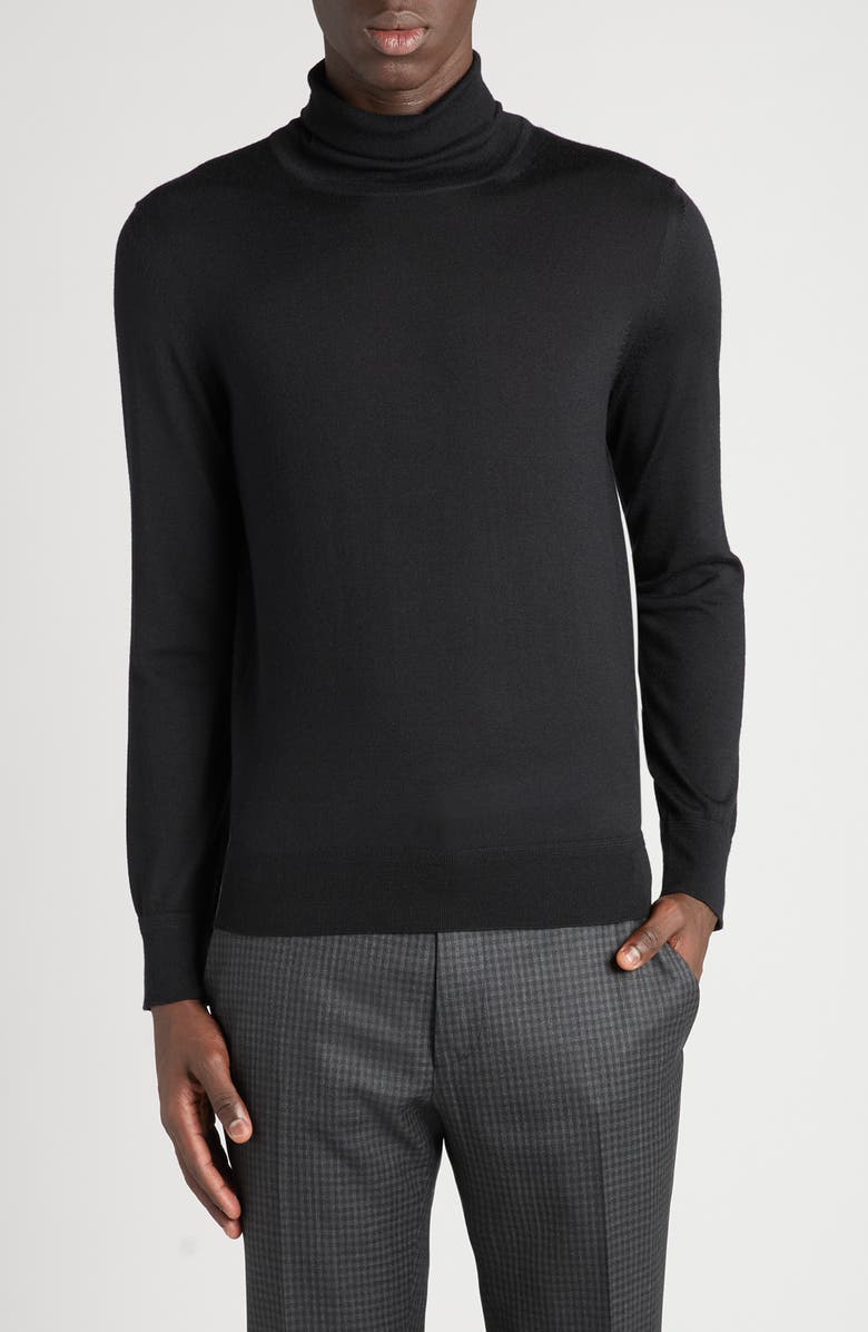 TOM FORD Fine Gauge Cashmere & Silk Turtleneck Sweater, Main, color, Lb999 Black