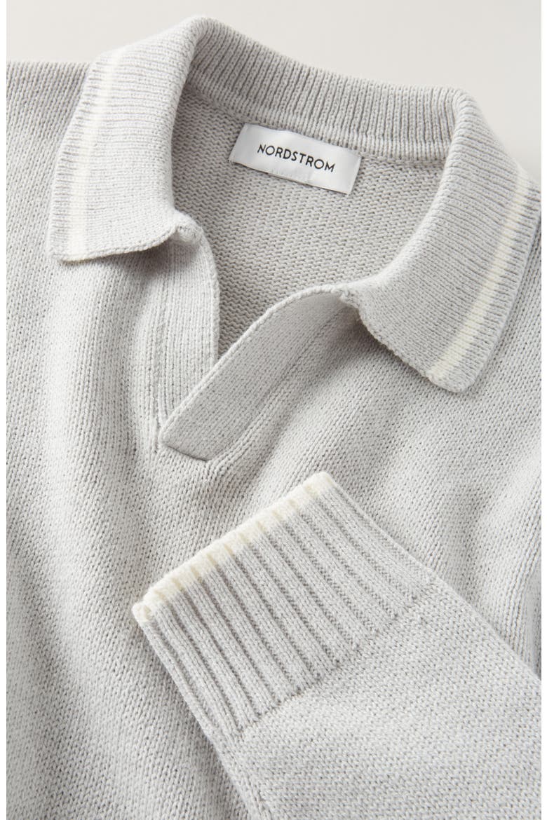 Kids' Collared Sweater, Alternate, color, GREY LIGHT HEATHER