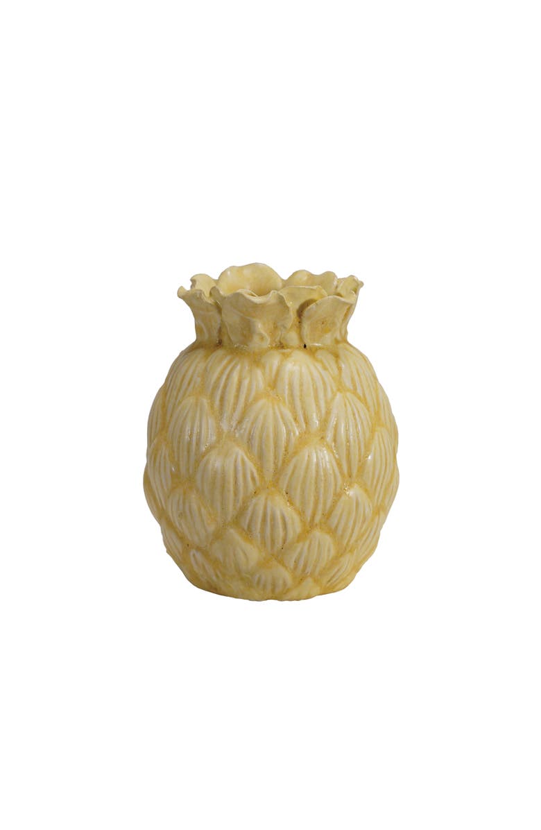 Storied Home Stoneware Pineapple Shaped Vase, Main, color, Yellow