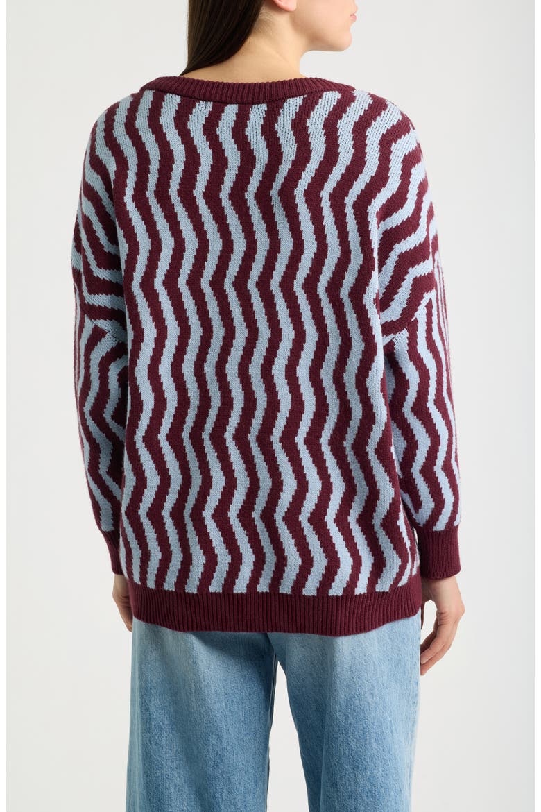 Vertical Squiggle Pullover, Alternate, color, BORDEAUX