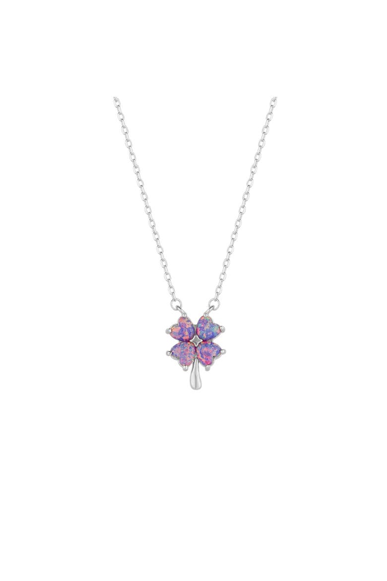 Purple Opal Four Leaf Clover Sterling Silver Necklace, Main, color, Silver