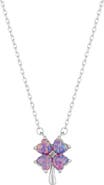Spero London Purple Opal Four Leaf Clover Sterling Silver Necklace