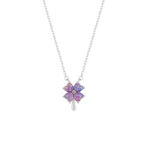Spero London Purple Opal Four Leaf Clover Sterling Silver Necklace In Metallic